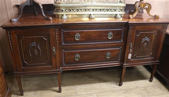 An Edwardian Sheraton style sideboard, W.197cm